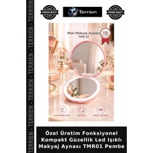 Terrien Özel Üretim Fonksiyonel Kompakt Güzellik LED Işıklı Makyaj Aynası TMR01 Pembe