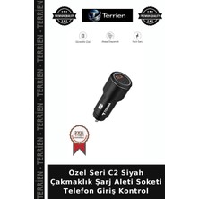 Terrien Özel Seri C2 Siyah Çakmaklık Şarj Aleti Soketi Telefon Giriş Kontrol