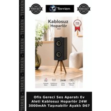 Terrien Ofis Gereci Ses Aparatı Ev Aleti Kablosuz Hoparlör 24W 3000MAH Taşınabilir Ayaklı D67