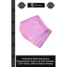 Terrien Premium Disk Koruyucu Düzenleyici Arşiv CD DVD Zarfları Çift Yönlü 100'LÜ Paket Pembe