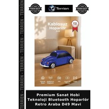 Terrien Premium Sanat Hobi Teknoloji Bluetooth Hoparlör Retro Araba D49 Mavi