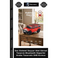 Terrien Ses Sistemi Seyyar Alet Görsel Tasarım Bluetooth Hoparlör Araba Tasarımlı D48 Kırmızı