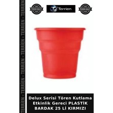 Terrien Delux Serisi Tören Kutlama Etkinlik Gereci Plastik Bardak 25 Li Kırmızı