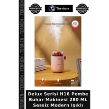 Terrien Delux Serisi H16 Pembe Buhar Makinesi 280 ml Sessiz Modern Işıklı