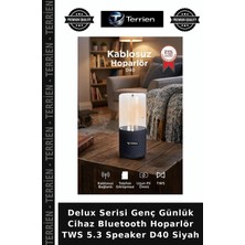 Terrien Delux Serisi Genç Günlük Cihaz Bluetooth Hoparlör Tws 5.3 Speaker D40 Siyah
