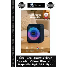 Terrien Özel Seri Akustik Ürün Ses Alan Cihazı Bluetooth Hoparlör Rgb D13 Siyah