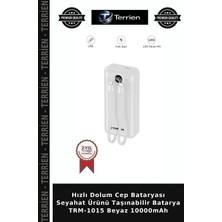 Terrien Hızlı Dolum Cep Bataryası Seyahat Ürünü Taşınabilir Batarya TRM-1015 Beyaz 10000MAH