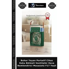 Terrien Buhar Yayan Portatif Cihaz Koku Bölmeli Vantilatör Hava Nemlendirici Masaüstü F17 Yeşil