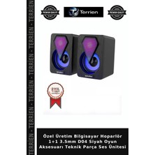 Terrien Özel Üretim Bilgisayar Hoparlör 1+1 3.5mm D04 Siyah Oyun Aksesuarı Teknik Parça Ses Ünitesi