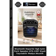 Terrien Bluetooth Hoparlör Rgb Işıklı Parti Speaker GTS-1397 Siyah Taşınabilir Medya Akustik