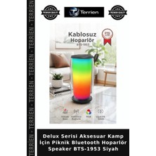 Terrien Delux Serisi Aksesuar Kamp Için Piknik Bluetooth Hoparlör Speaker BTS-1953 Siyah