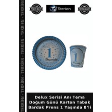 Terrien Delux Serisi Anı Tema Doğum Günü Karton Tabak Bardak Prens 1 Yaşında 8’li