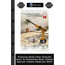 Terrien Premium Akülü Cihaz Temizlik Aracı Su Püskürtme Şarjlı Yüksek Basınçlı Yıkama Tabancası D015