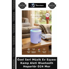 Terrien Özel Seri Müzik Ev Eşyası Kamp Aleti Bluetooth Hoparlör D24 Mor