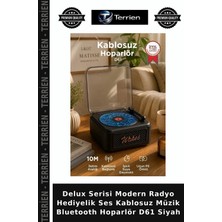 Terrien Delux Serisi Modern Radyo Hediyelik Ses Kablosuz Müzik Bluetooth Hoparlör D61 Siyah