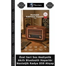 Terrien Özel Seri Ses Hediyelik Akıllı Bluetooth Hoparlör Nostaljik Radyo D59 Ahşap