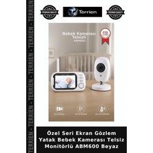 Terrien Özel Seri Ekran Gözlem Yatak Bebek Kamerası Telsiz Monitörlü ABM600 Beyaz