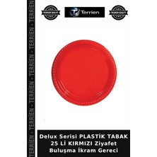 Terrien Delux Serisi Plastik Tabak 25 Li Kırmızı Ziyafet Buluşma Ikram Gereci
