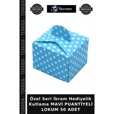 Terrien Özel Seri Ikram Hediyelik Kutlama Mavi Puantiyeli Lokum 50 Adet