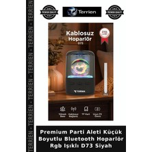 Terrien Premium Parti Aleti Küçük Boyutlu Bluetooth Hoparlör Rgb Işıklı D73 Siyah
