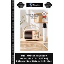 Terrien Özel Üretim Bluetooh Hoparlör BTS-1956 Bej Eğlence Ses Sistemi Mikrofon