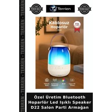 Terrien Özel Üretim Bluetooth Hoparlör LED Işıklı Speaker D22 Salon Parti Armağan