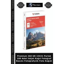Terrien Premium 260 gr 15X21 Parlak 100 Adet Inkjet Kağıt Fotoğraf Basımı Fotoğrafçılık Foto Kağıdı