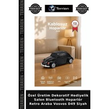 Terrien Özel Üretim Dekoratif Hediyelik Salon Bluetooth Hoparlör Retro Araba Vosvos D49 Siyah