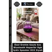 Terrien Özel Üretim Güçlü Ses Bluetooth Hoparlör Rgb Işıklı Speaker D33 Siyah