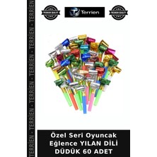 Terrien Özel Seri Oyuncak Eğlence Yılan Dili Düdük 60 Adet
