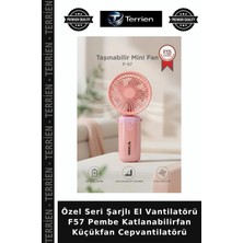 Terrien Özel Seri Şarjlı El Vantilatörü F57 Pembe Katlanabilirfan Küçükfan Cepvantilatörü