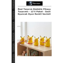 Terrien Özel Tasarım Düdüklü Pikaçu Tasarımlı - 12'li Paket - Sesli Oyuncak Oyun Renkli Sevimli
