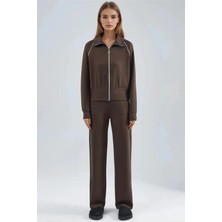 Fiolin Modal Dokulu Fermuarlı Sweatshirt & Pantolon Ikili Takım