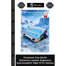 Terrien Premium Fan Birlik Donanım Laptop Soğutucu Ayarlanabilir Rgb CF11 Gümüş
