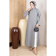 Mestore Yırtmaçlı Keten Tunik  Gri