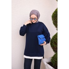 İmaj Butik Lacivert Bisiklet Yaka Yan Fermuarlı Oys Tunik