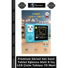 Terrien Premium Görsel Set Sesli Tablet Eğlence Aleti 8 Inç LCD Çizim Tahtası Y5 Mavi