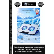 Terrien Özel Üretim Aksesuar Düzenleyici Oyuncu Laptop Soğutucu Ayarlanabilir Rgb CF12 Gümüş