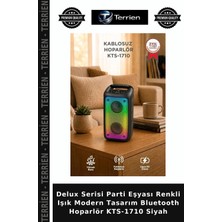 Terrien Delux Serisi Parti Eşyası Renkli Işık Modern Tasarım Bluetooth Hoparlör KTS-1710 Siyah