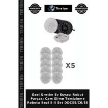 Terrien Özel Üretim Ev Eşyası Robot Parçası Cam Silme Temizleme Robotu Bezi 5 Li Set DDC55/C6/S8