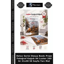 Terrien Delux Serisi Dosya Baskı Proje Fotoğraf Kağıdı A4 Luster 260 gr 21X30 50 Sayfa Yarı Mat