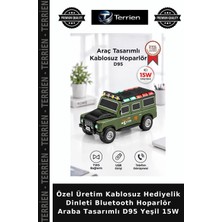 Terrien Özel Üretim Kablosuz Hediyelik Dinleti Bluetooth Hoparlör Araba Tasarımlı D95 Yeşil 15W