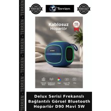 Terrien Delux Serisi Frekanslı Bağlantılı Görsel Bluetooth Hoparlör D90 Mavi 5W