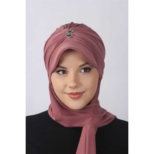 Mestore Taşlı Atkılı Şapka  Gül Kurusu
