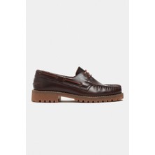 Nişantaşı Shoes Janga Kahve Mat Deri Kalın Taban Bağcık Detay Kadın Ayakkabı