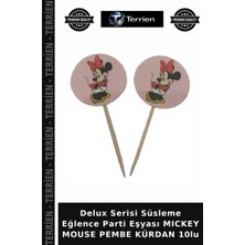 Terrien Delux Serisi Süsleme Eğlence Parti Eşyası Mıckey Mouse Pembe Kürdan 10LU