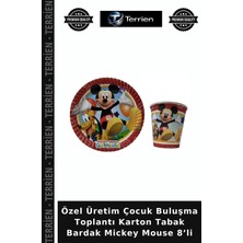Terrien Özel Üretim Çocuk Buluşma Toplantı Karton Tabak Bardak Mickey Mouse 8’li