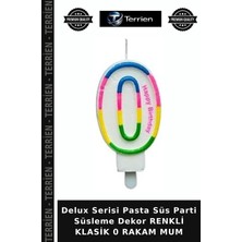 Terrien Delux Serisi Pasta Süs Parti Süsleme Dekor Renkli Klasik 0 Rakam Mum