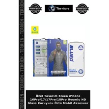 Terrien Özel Tasarım Blueo iPhone 16PRO/17/17PRO/18PRO Uyumlu Hd Glass Koruyucu Örtü Mobil Aksesuar
