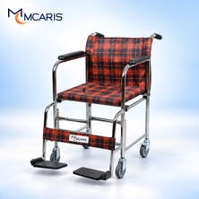 Mcaris Mcarıs Tekerlekli Klozetli Banyo Sandalyesi Katlanır Ayaklıklı Ekose MC-1010